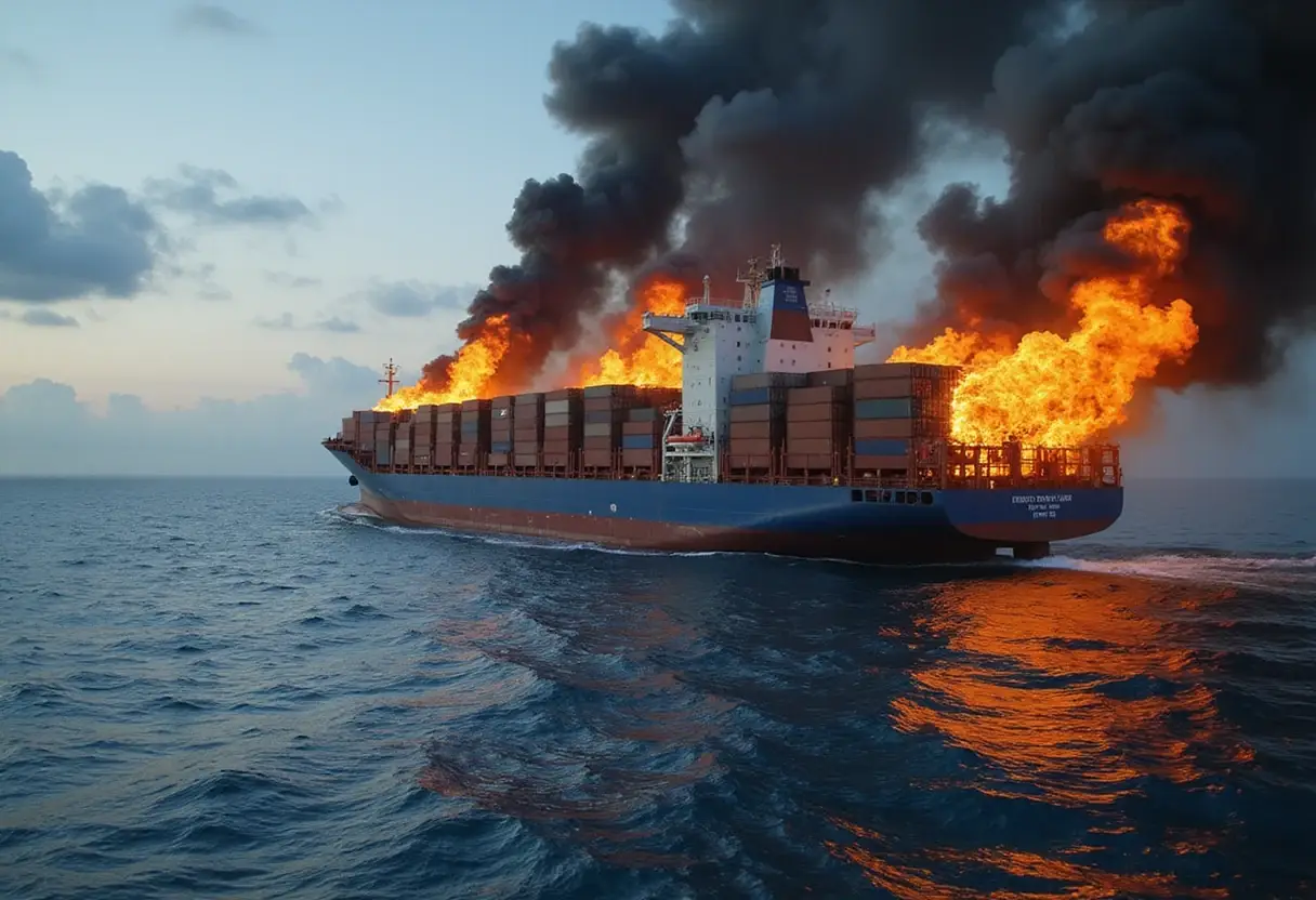 Fire burns on HMM container ship in the Indian Ocean - TradeWinds News